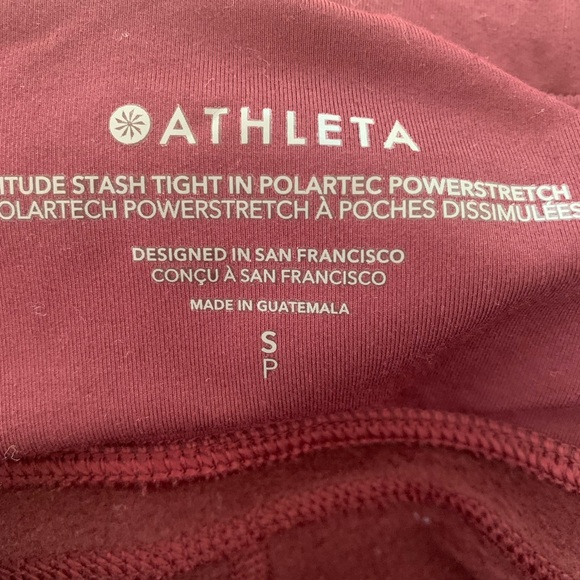 Athleta Altitude Pant Polartec Stretch  Spiced Cabernet Pocket Sz  small - Picture 3 of 8